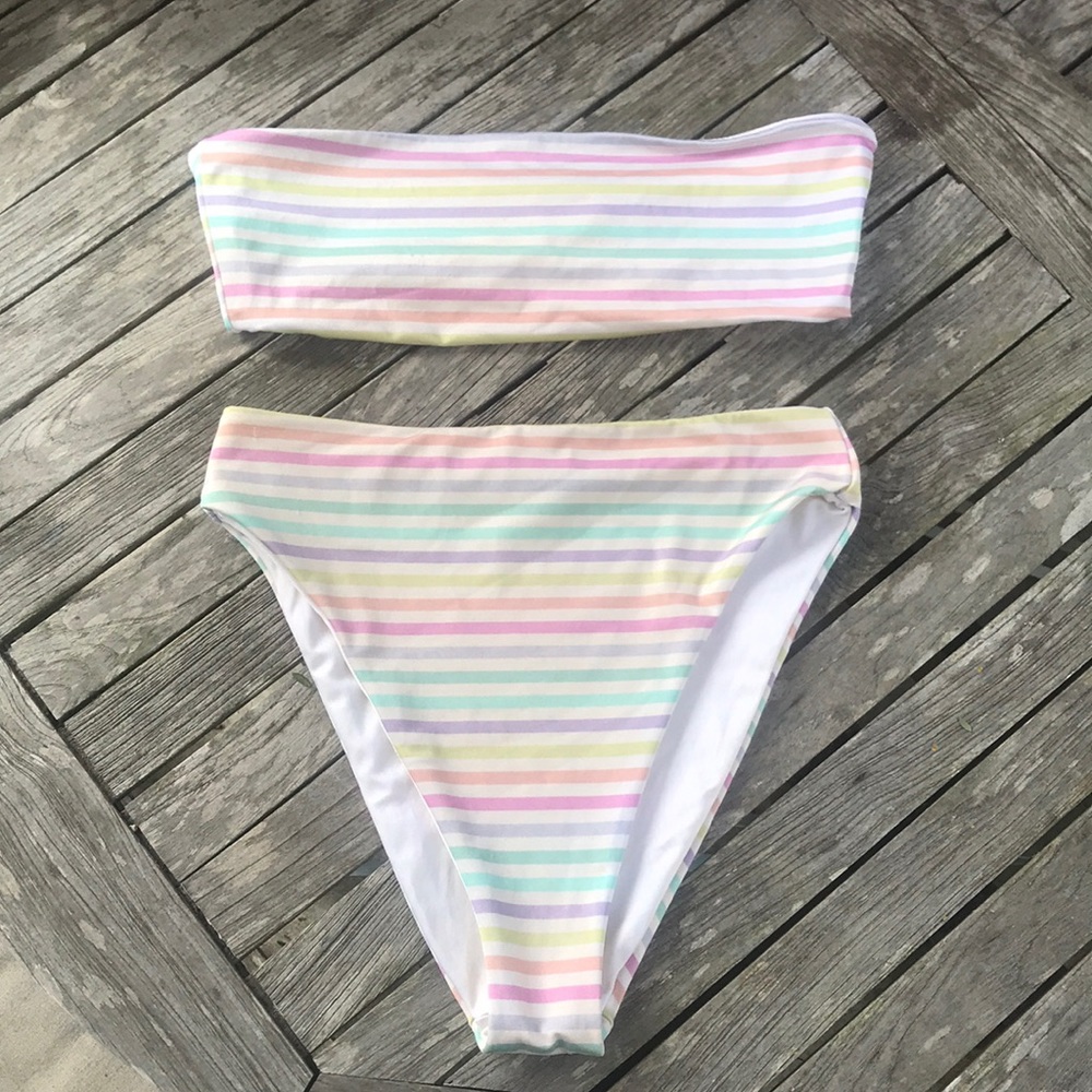 LA Hearts: Pastel High Waisted Bikini